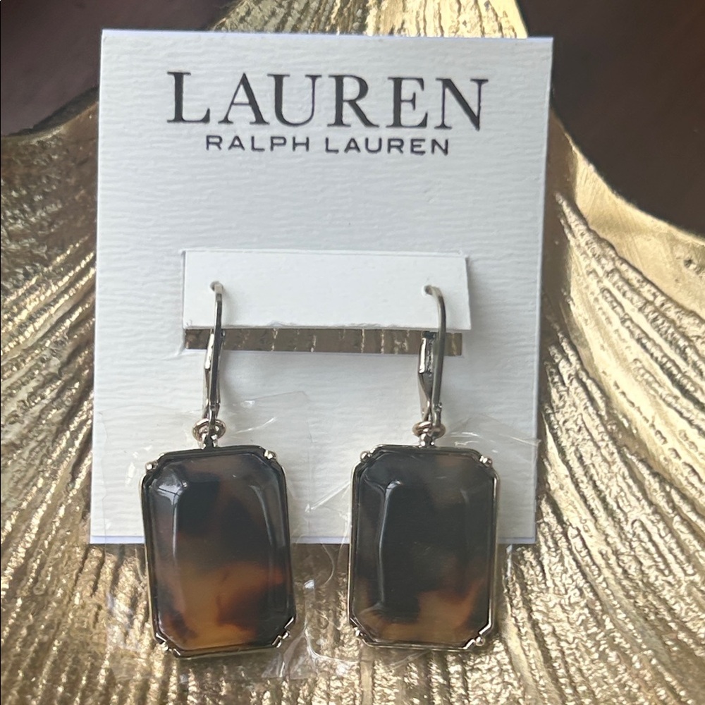 Ralph Lauren Gold Tortoiseshell Drop Earrings NEW WITH TAGS
